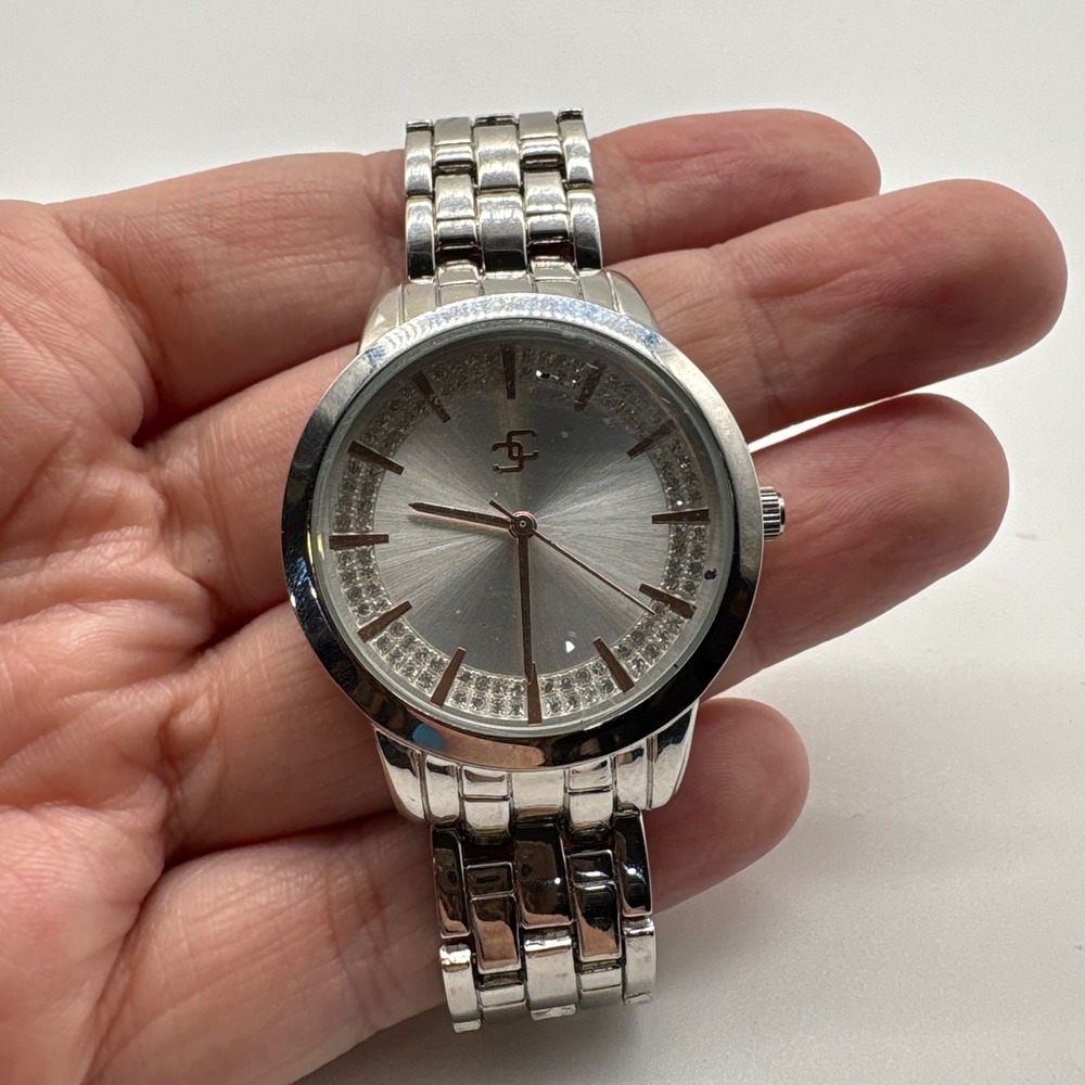 Chicos Silver Tone Crystal Ring Link Bracelet Watch FMDCH205‎ Japan Movt 377